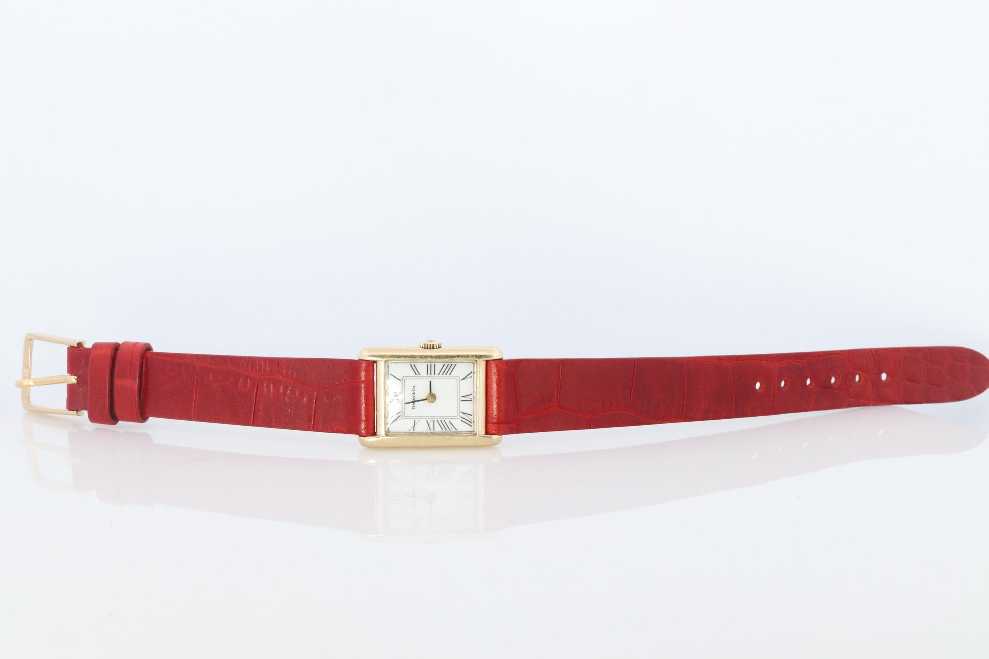 14k OMEGA x Tiffany & Co Tank Watch. 14k Yellow Manual Windup Omega