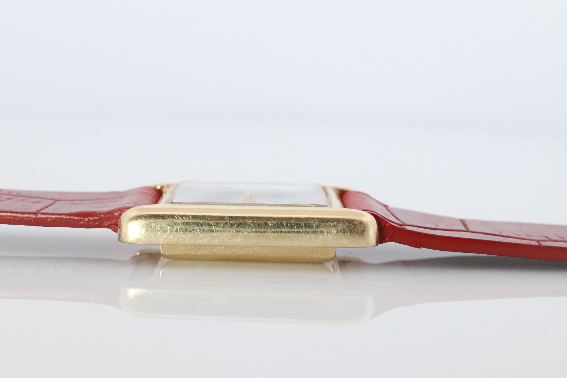 14k OMEGA x Tiffany & Co Tank Watch. 14k Yellow Manual Windup Omega