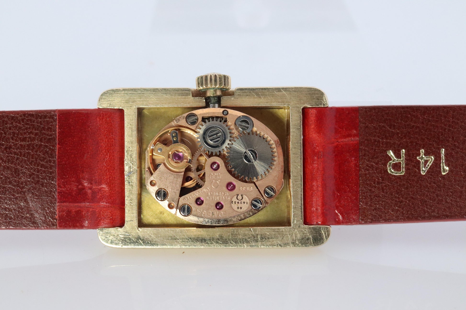14k OMEGA x Tiffany & Co Tank Watch. 14k Yellow Manual Windup Omega