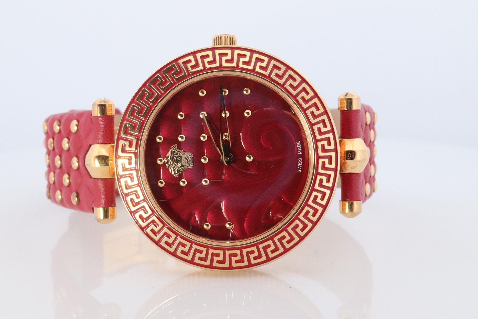 Genuine Versace Watch. VERSACE Vanitas XL Red Enamel Dial Rose Gold-tone.
