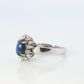 Black Opal Diamond Ring. PT900 Platinum Opal Diamond Halo Ballerina Ring Band.