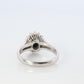Black Opal Diamond Ring. PT900 Platinum Opal Diamond Halo Ballerina Ring Band.
