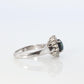 Black Opal Diamond Ring. PT900 Platinum Opal Diamond Halo Ballerina Ring Band.