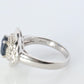 Sapphire and diamond Ballerina ring. Platinum Blue natural sapphire HALO ring