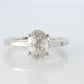 LARGE Diamond Oval engagement ring. Platinum 1CT Oval Diamond Solitaire baguette
