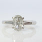 LARGE Diamond Oval engagement ring. Platinum 1CT Oval Diamond Solitaire baguette