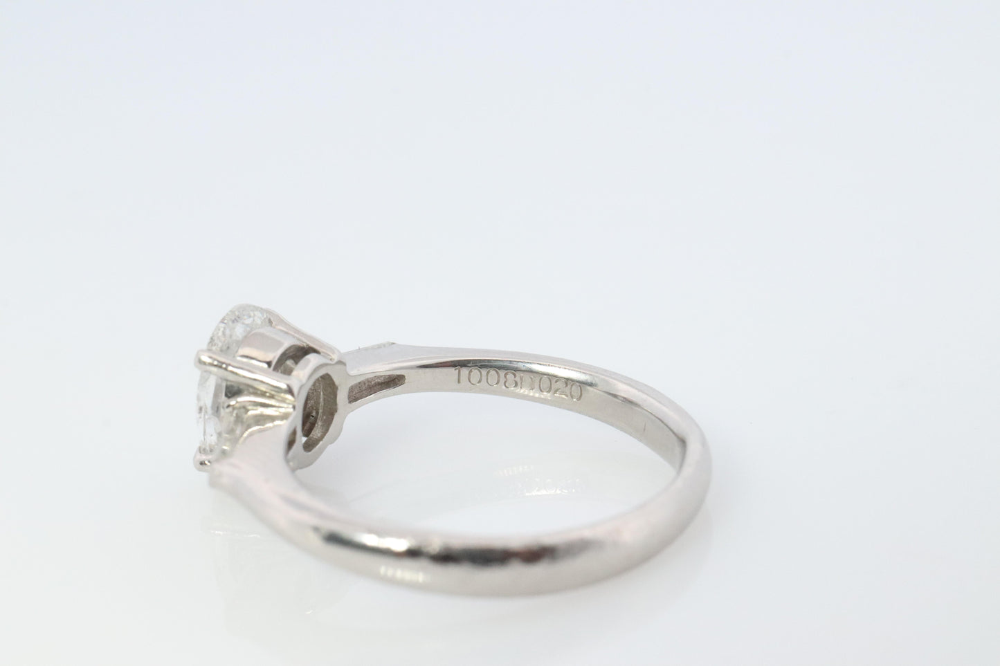 LARGE Diamond Oval engagement ring. Platinum 1CT Oval Diamond Solitaire baguette