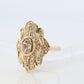 18k Diamond Shield ring 18k yellow gold with diamonds and filigree open design.
