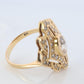 18k Diamond Shield ring 18k yellow gold with diamonds and filigree open design.