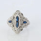 Sapphire shield ring. Platinum Shield Ring. Sapphire and Diamond wide band.