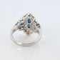 Sapphire shield ring. Platinum Shield Ring. Sapphire and Diamond wide band.