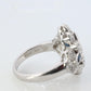 Sapphire shield ring. Platinum Shield Ring. Sapphire and Diamond wide band.