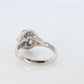 Sapphire and diamond Halo ring. Platinum Blue natural sapphire Ballerina ring