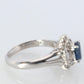 Sapphire and diamond Halo ring. Platinum Blue natural sapphire Ballerina ring