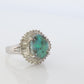 Black Opal Diamond Ring. PT850 Platinum Opal Diamond Halo Ballerina Ring Band.