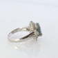 Black Opal Diamond Ring. PT850 Platinum Opal Diamond Halo Ballerina Ring Band.