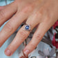 Sapphire and diamond Halo ring. Platinum Blue natural sapphire Ballerina ring