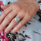 Black Opal Diamond Ring. PT850 Platinum Opal Diamond Halo Ballerina Ring Band.