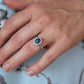 Black Opal Diamond Ring. PT900 Platinum Opal Diamond Halo Ballerina Ring Band.