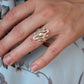 18k Diamond Shield ring 18k yellow gold with diamonds and filigree open design.