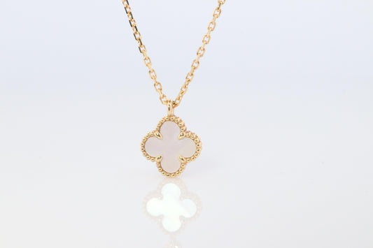 Van Cleef Arpels Alhambra Necklace . Genuine VCA 18k YG Mother of Pearl Pendant