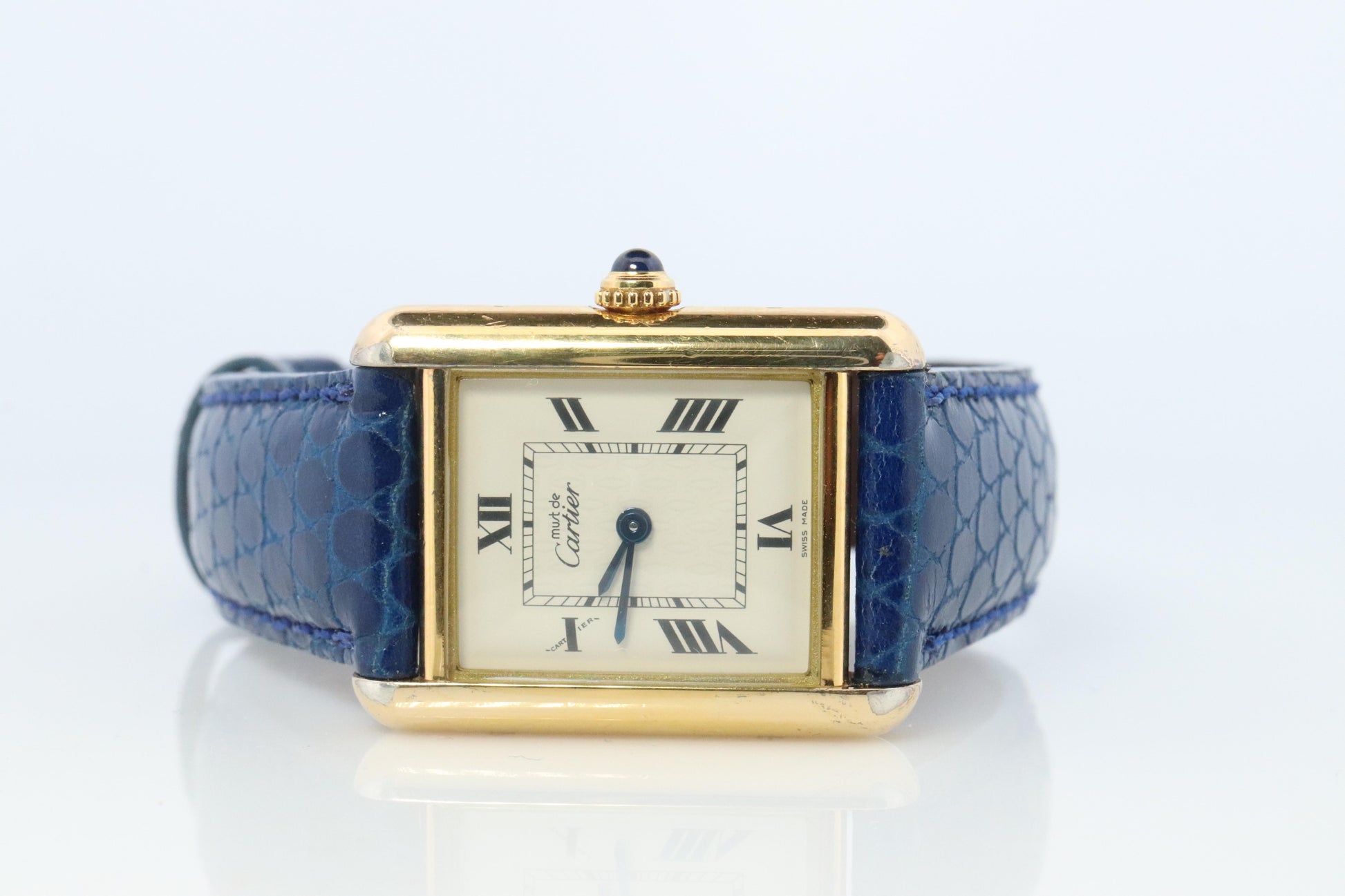 Must de Cartier Tank 2415 Watch. Vermeil ARGENT 925 Medium Tank
