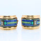 Hermes Earrings. Genuine Vintage Hermes cloisonne enamel golden earrings Clip on