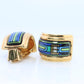 Hermes Earrings. Genuine Vintage Hermes cloisonne enamel golden earrings Clip on