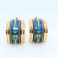 Hermes Earrings. Genuine Vintage Hermes cloisonne enamel golden earrings Clip on