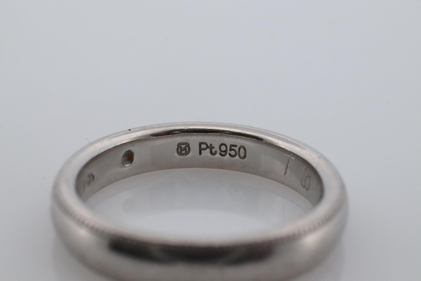 Mikimoto Milgrain Ring. Platinum Mikimoto Diamond Bezel Engraved PT950 Band