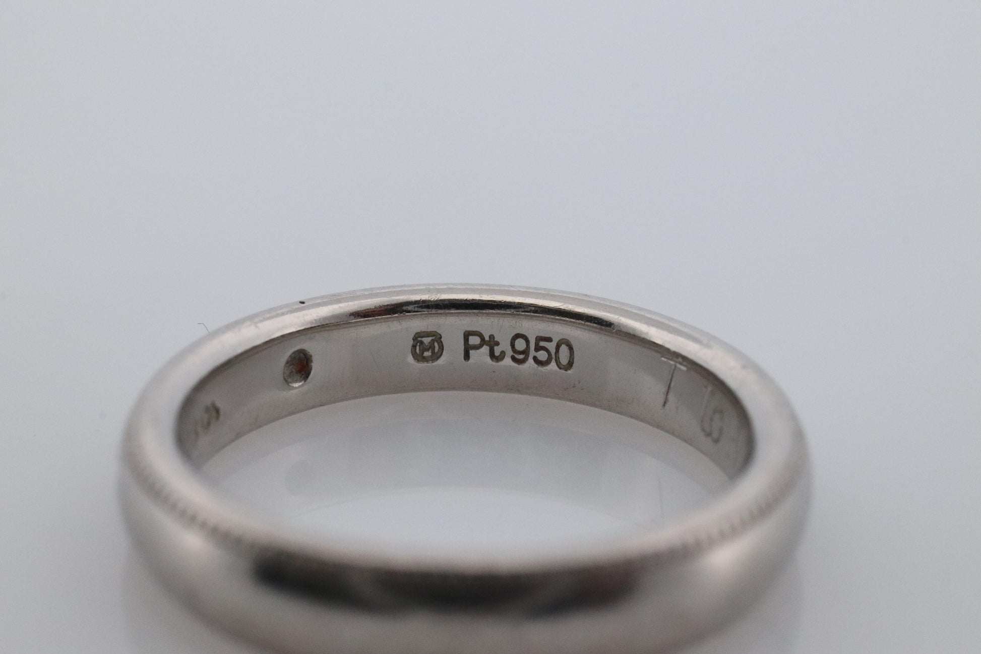 Mikimoto Milgrain Ring. Platinum Mikimoto Diamond Bezel Engraved PT950 Band