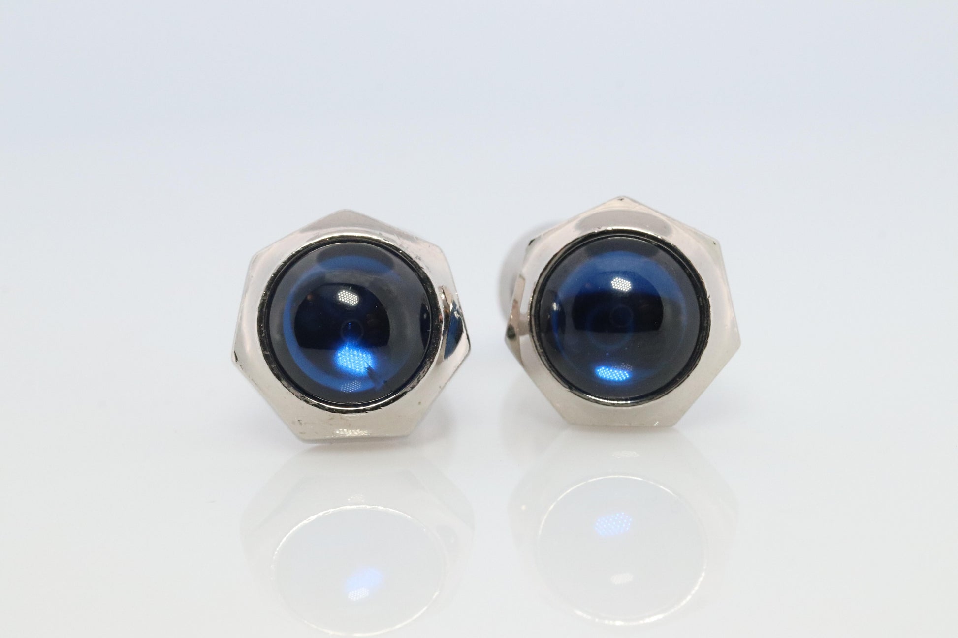 Cartier Santos Cufflinks Sterling Silver 925 Sapphire Cabochon Cartier Cufflinks