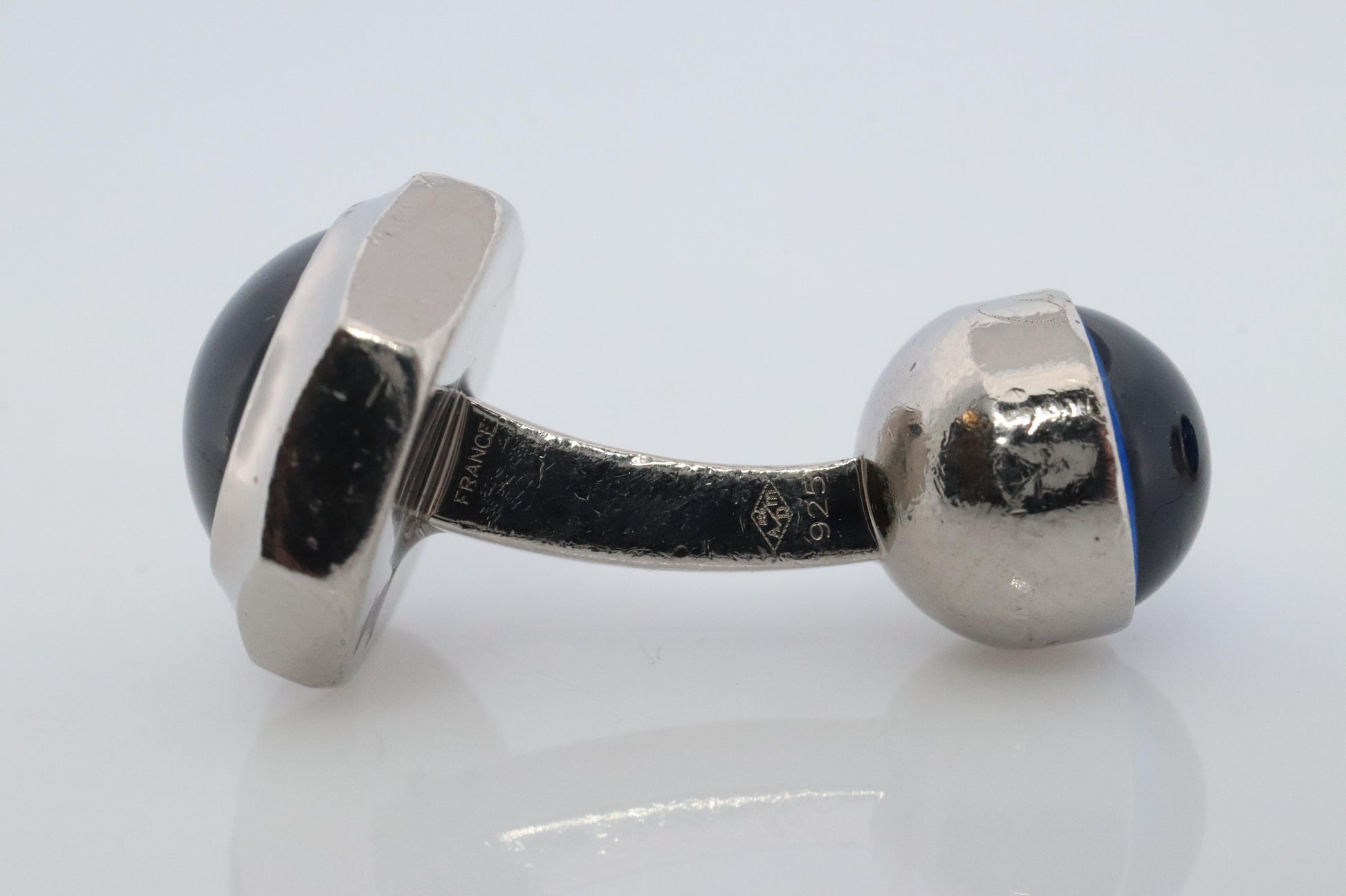 Cartier Santos Cufflinks Sterling Silver 925 Sapphire Cabochon Cartier Cufflinks