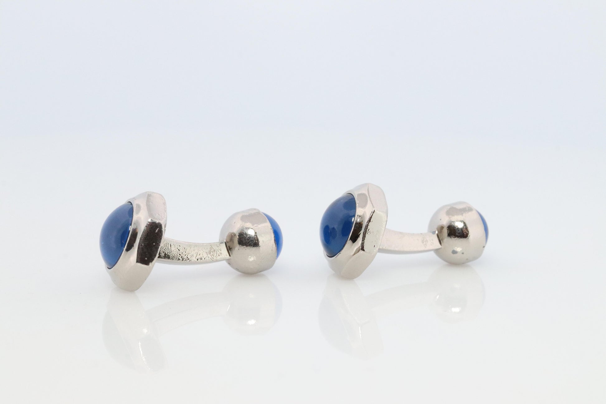 Cartier Santos Cufflinks Sterling Silver 925 Sapphire Cabochon Cartier Cufflinks