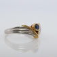 Mikimoto Sapphire Ring. Platinum 18k Mikimoto Sapphire Bezel V Band.