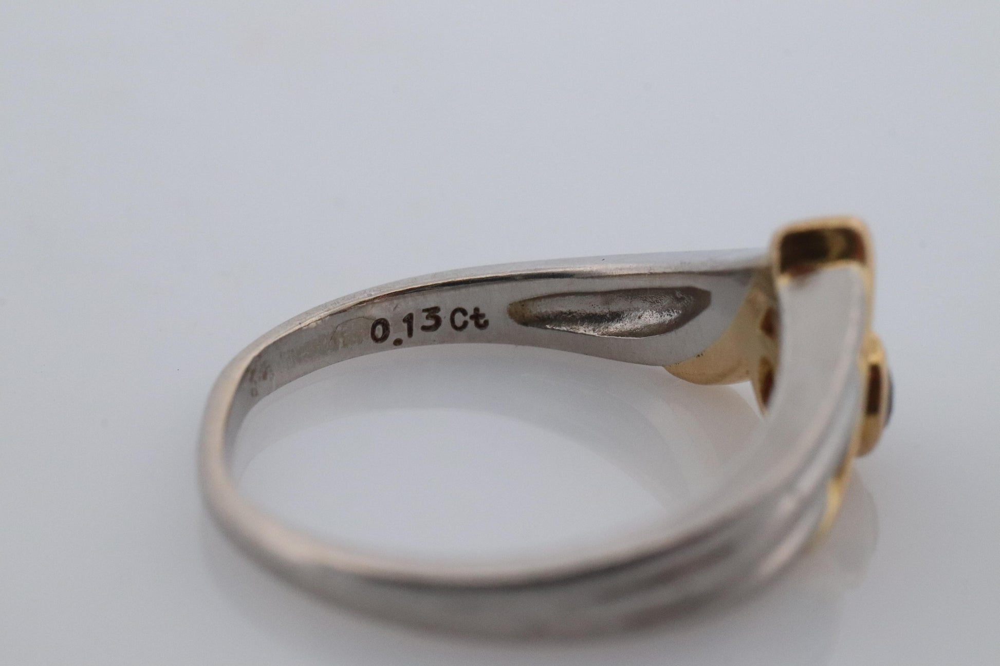 Mikimoto Sapphire Ring. Platinum 18k Mikimoto Sapphire Bezel V Band.