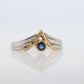 Mikimoto Sapphire Ring. Platinum 18k Mikimoto Sapphire Bezel V Band.