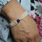 Mikimoto Bracelet. Vintage 14k Gold Mikimoto Pearl Strand Bracelet Lapis Lazuli.