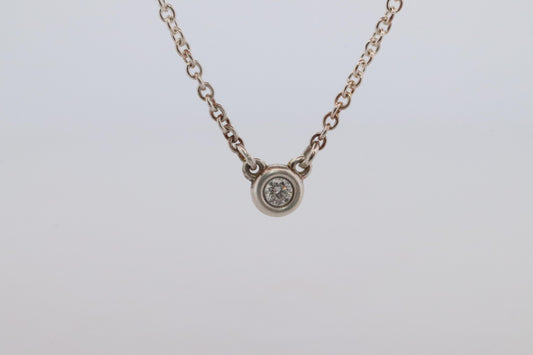 Tiffany Co Necklace Elsa Peretti Diamond by the Yard Solitaire 925 Sterling 1P