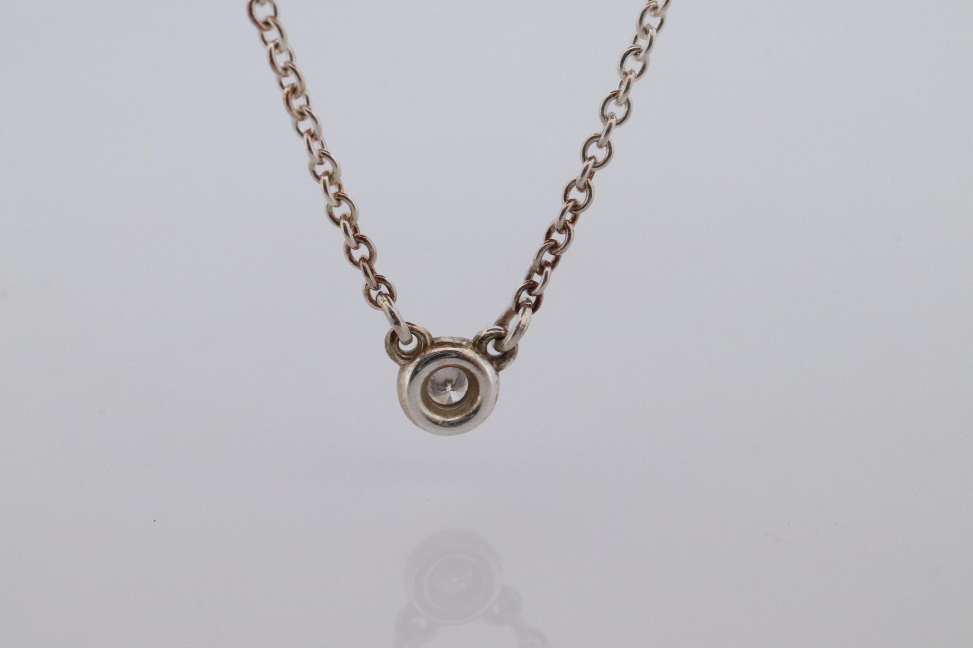 Tiffany Co Necklace Elsa Peretti Diamond by the Yard Solitaire 925 Sterling 1P