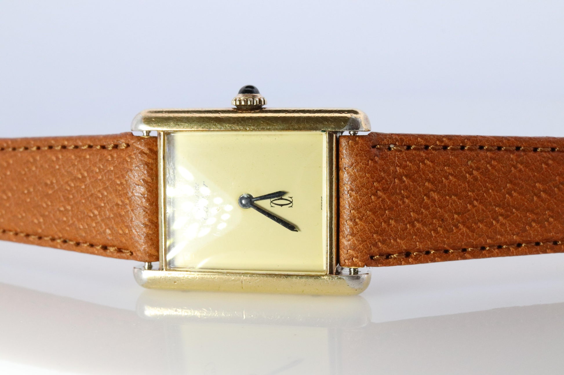 Vintage Must de Cartier Trinity Tank Watch. 925 Vermeil ARGENT Manual Tank.