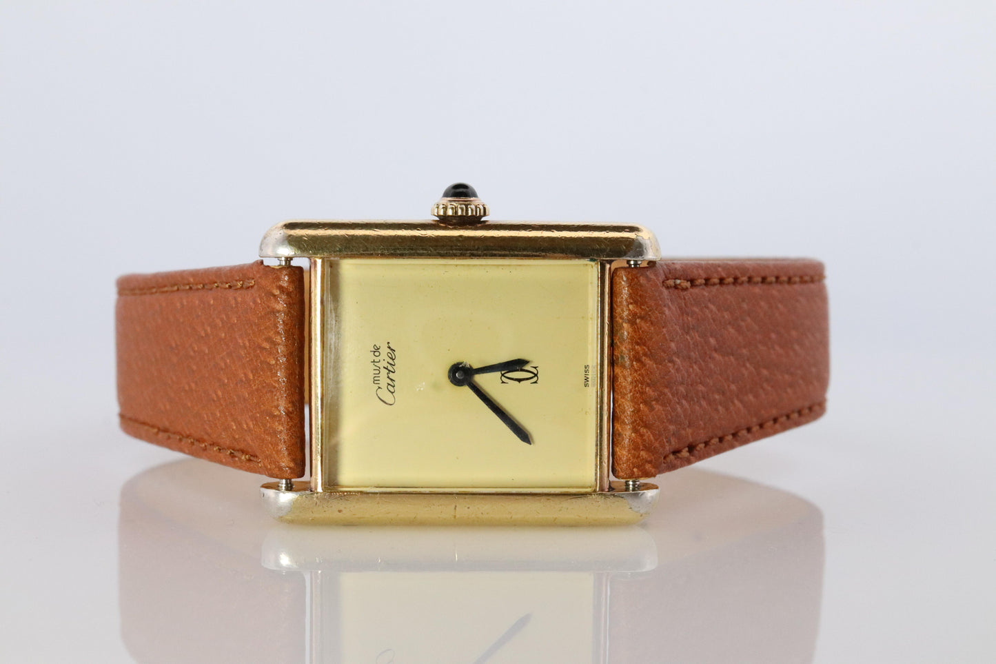 Vintage Must de Cartier Trinity Tank Watch. 925 Vermeil ARGENT Manual Tank.