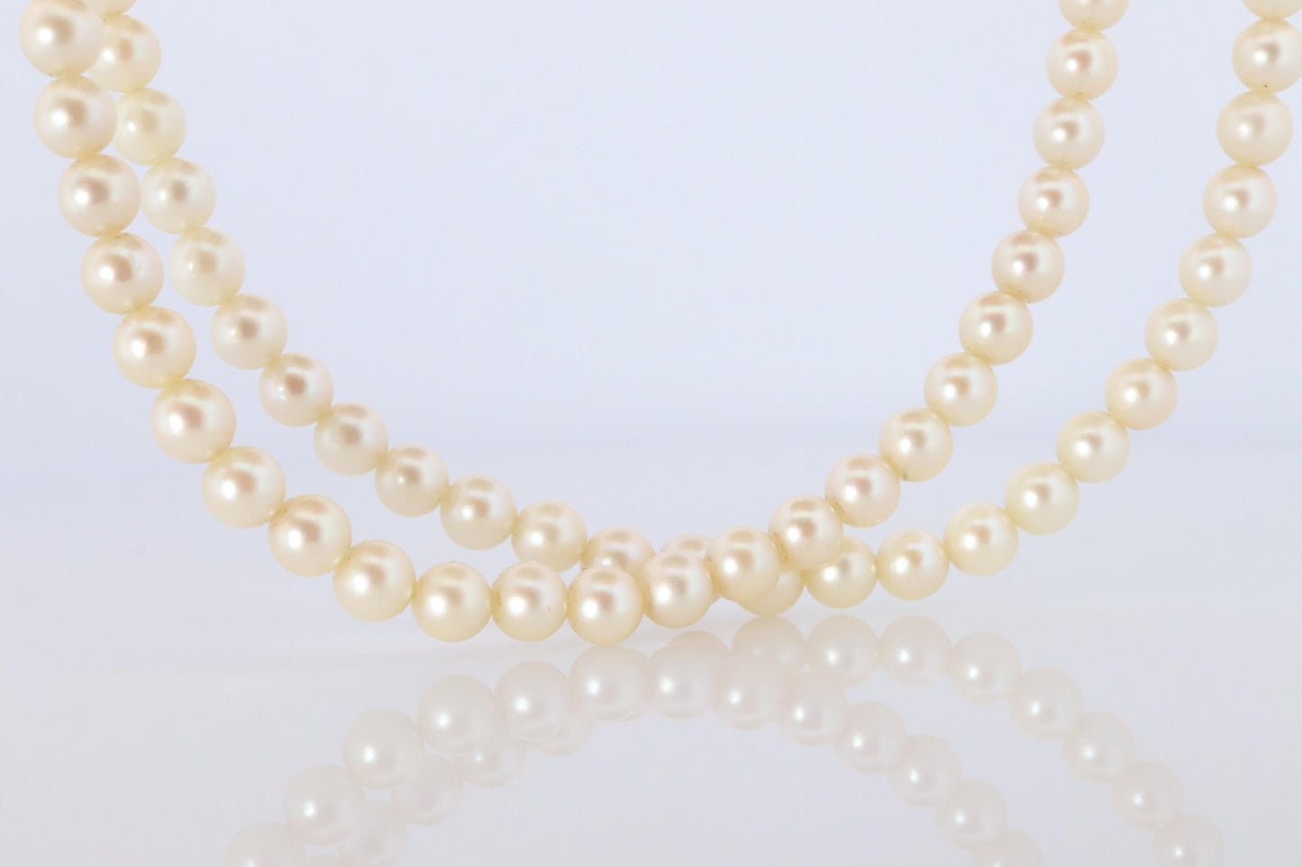 MIKIMOTO Sterling Silver Pearl Necklace. Mikimoto Double Strand Necklace