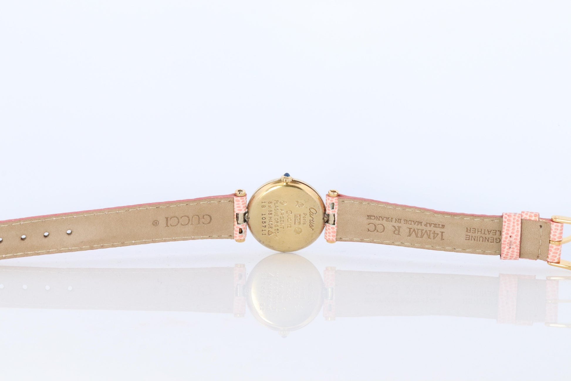 Genuine Cartier Watch. Must de Cartier Vendome Round Argent Vermeil White Face