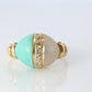 18k Turquoise and MOP Ring. Turquoise Diamond Mother of Pearl Statement Ring