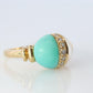 18k Turquoise and MOP Ring. Turquoise Diamond Mother of Pearl Statement Ring