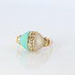 18k Turquoise and MOP Ring. Turquoise Diamond Mother of Pearl Statement Ring