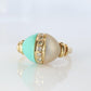 18k Turquoise and MOP Ring. Turquoise Diamond Mother of Pearl Statement Ring