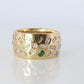 18k Confetti wide band. 2CTW Diamond Ruby Sapphire Emerald Scattered Cigar ring