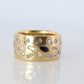 18k Confetti wide band. 2CTW Diamond Ruby Sapphire Emerald Scattered Cigar ring